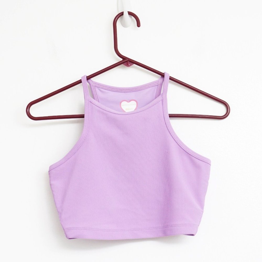 LoveShackFancy Lavender Ribbed Crop Top
